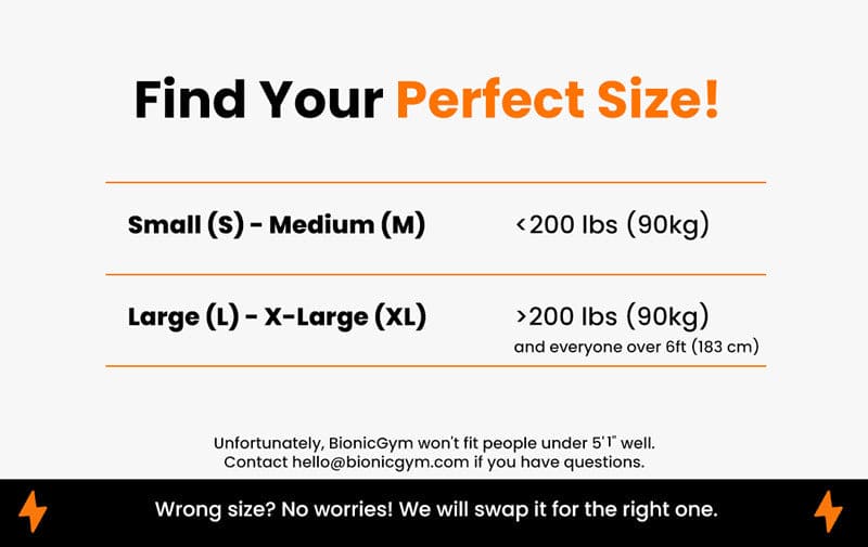 Bionic Wraps (Extra) - BionicGym size chart