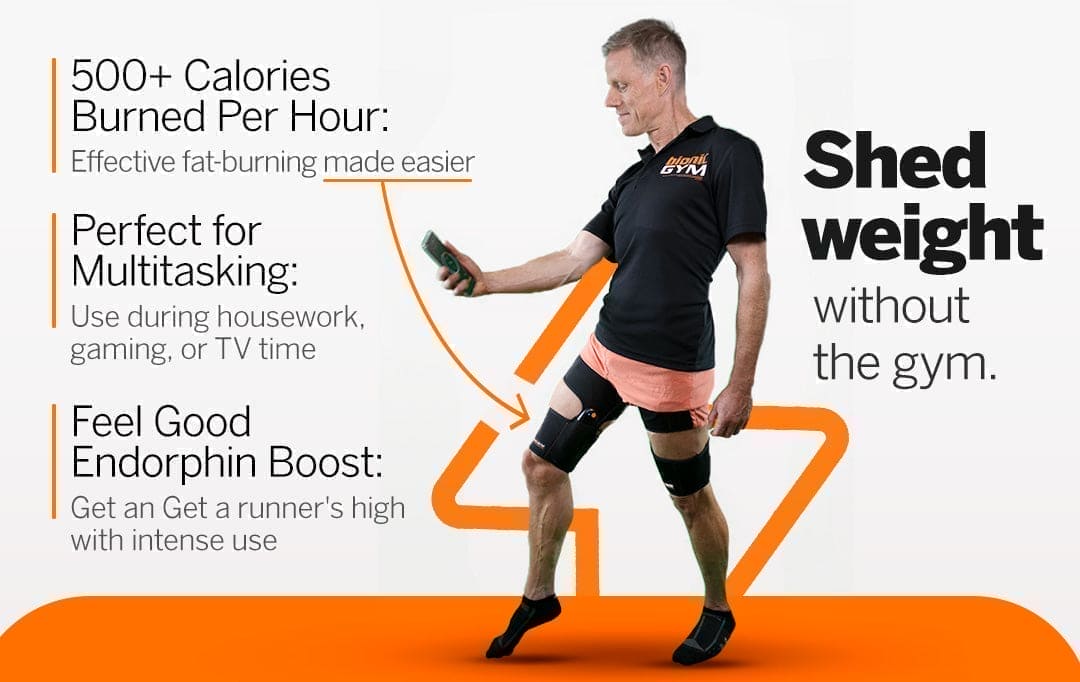 BionicGym - Exercise on Autopilot! - BionicGym shed weight without the gym. a man using BionicGym and looking at his phone.