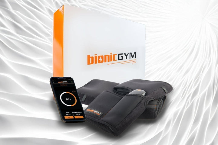 Exercise On Autopilot With BionicGym - BionicGym. Full unit showing box, wraps and app